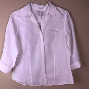 COLDWATER CREEK White Linen Blouse Size Small (8)